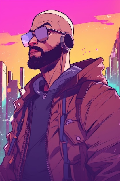 Cyberpunk man behang