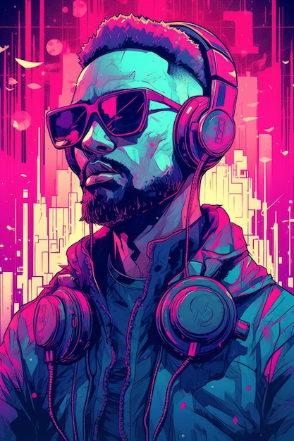 Cyberpunk man behang