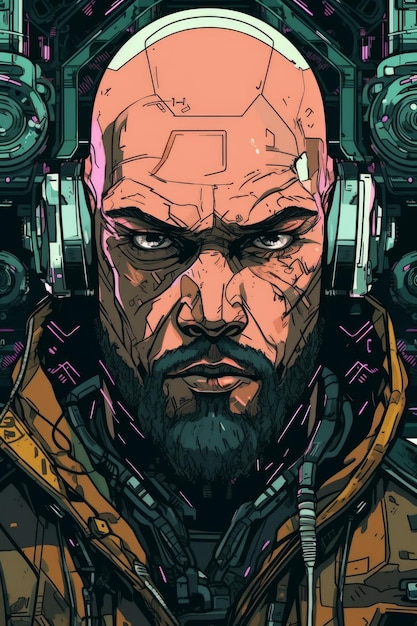 Cyberpunk man behang