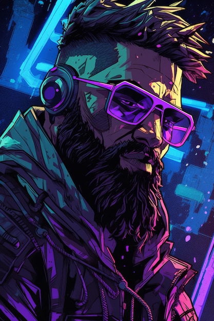 Cyberpunk man behang