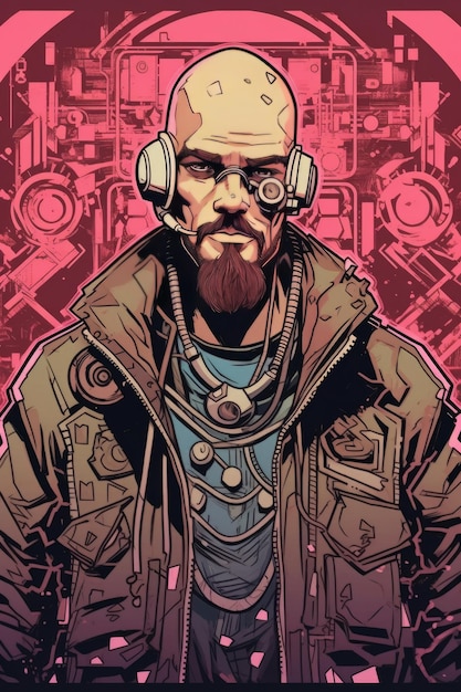 Cyberpunk man behang