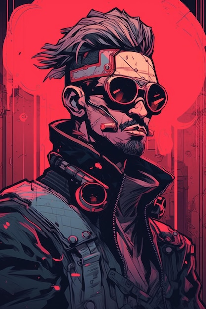 Cyberpunk man behang