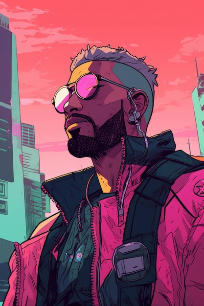 Cyberpunk man behang