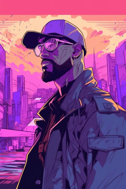 Cyberpunk man behang