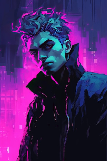 Cyberpunk man behang