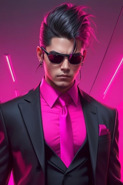 Cyberpunk man in pink