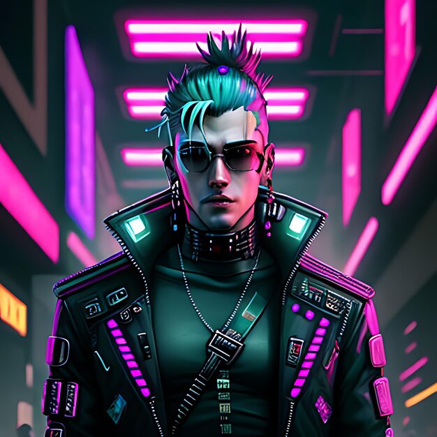 Foto un uomo cyberpunk