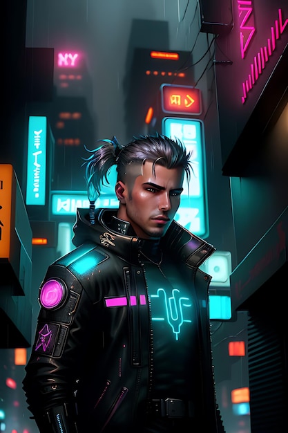 Foto un uomo cyberpunk