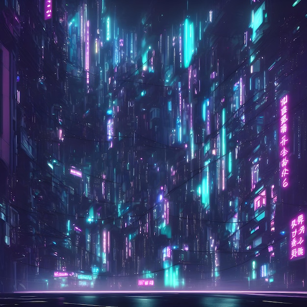 Cyberpunk megapolis at night