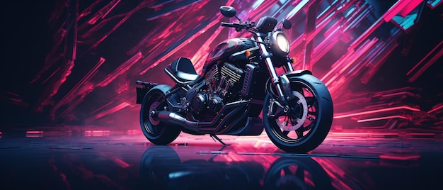 Cyberpunk motorbike with copy space Generative AI