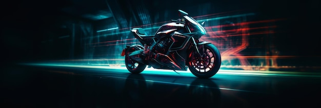 Cyberpunk motorbike with copy space Generative AI