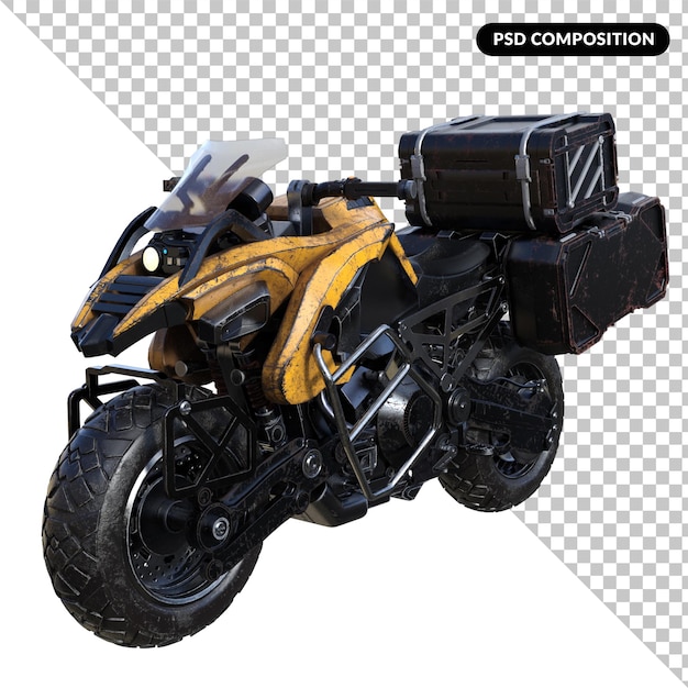 Киберпанк мотоцикл изолированный 3D рендеринг
