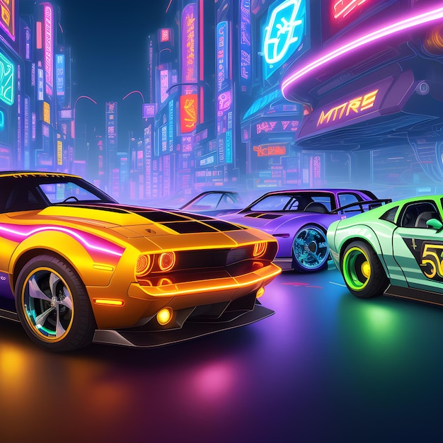 Photo cyberpunk muscle car icon emoji illustration picture smiley wallpaper background image usa