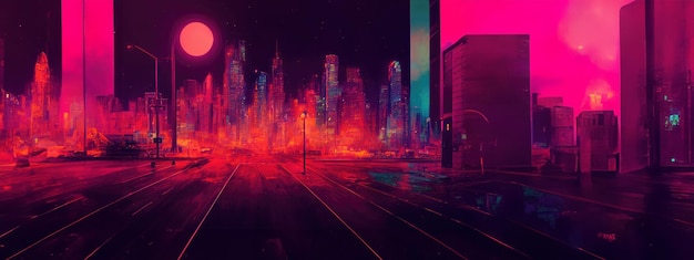 Photo cyberpunk neon city night futuristic city scene in a style of pixel art s wallpaper retro future