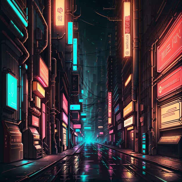 cyberpunk neon city street