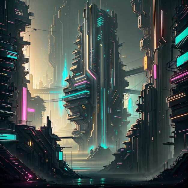 Cyberpunk neon city