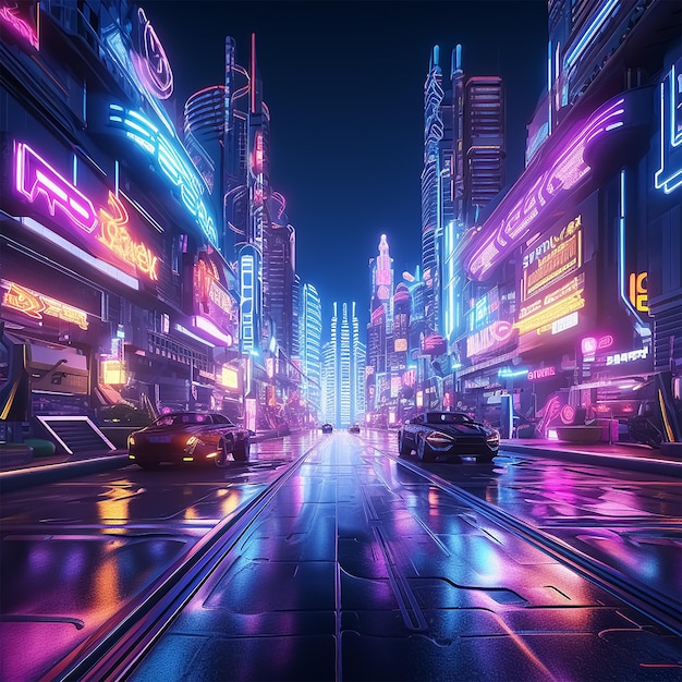 cyberpunk neon city