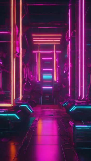 Cyberpunk neon colors scifi abstract minimal geometric trendy futuristic background