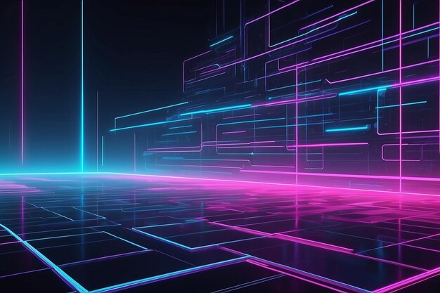 Cyberpunk nexus gamestyle neonlit corridor background a futuristic journey through glowing lights and techno aesthetics generative ai