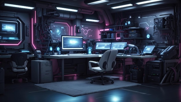 Photo cyberpunk oasis the futuristic laboratory room