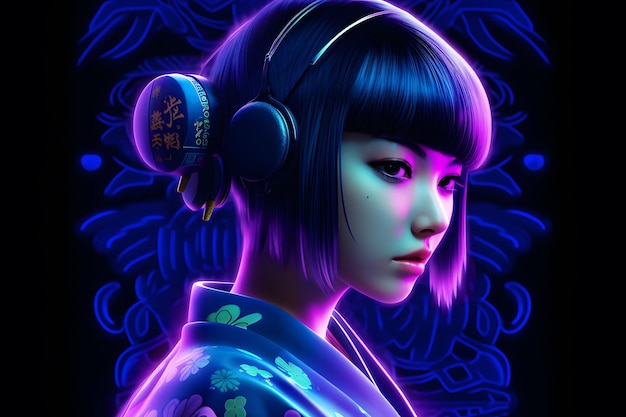 Cyberpunk portrait Future people Asian girl Neural network AI generated