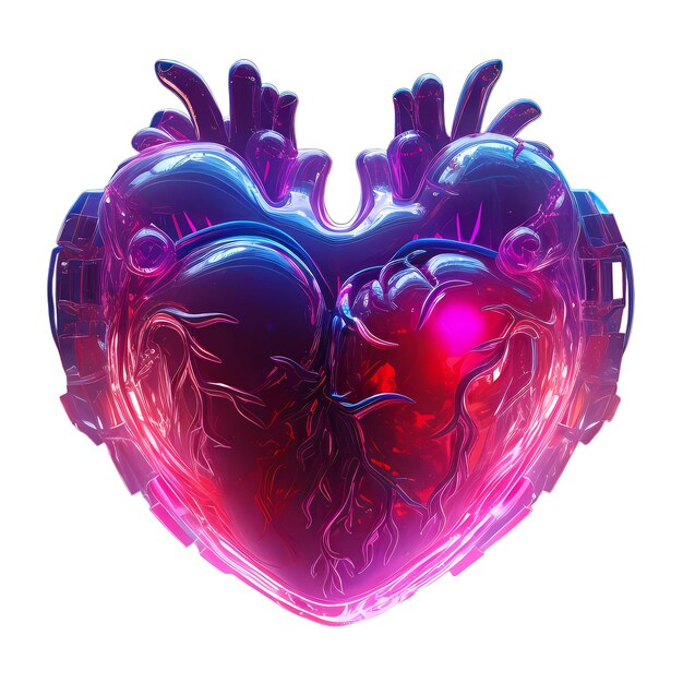 Cyberpunk retro futuristic heart with neon lights