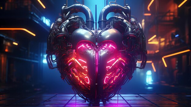 Cyberpunk retro futuristisch hart met neonlichten