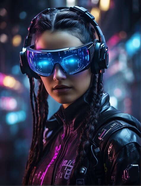 Cyberpunk a skilled hacker amid futuristic holographic intricate code virtual reality mastery