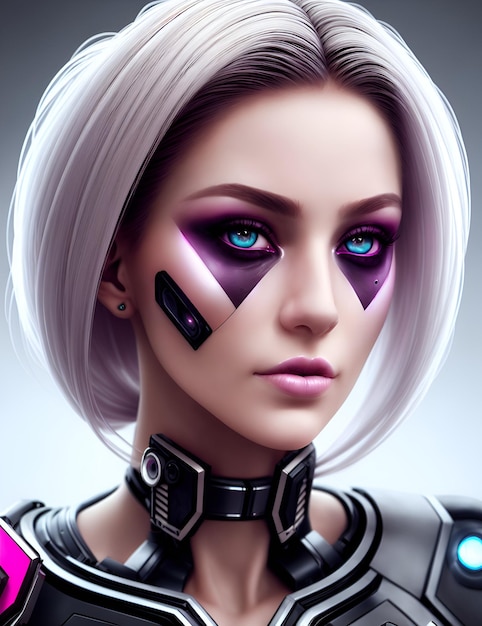 Cyberpunk-stijl portret van mooie jonge vrouw portret Ai gegenereerd