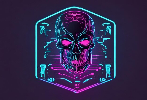 Cyberpunk stijl schedel logo