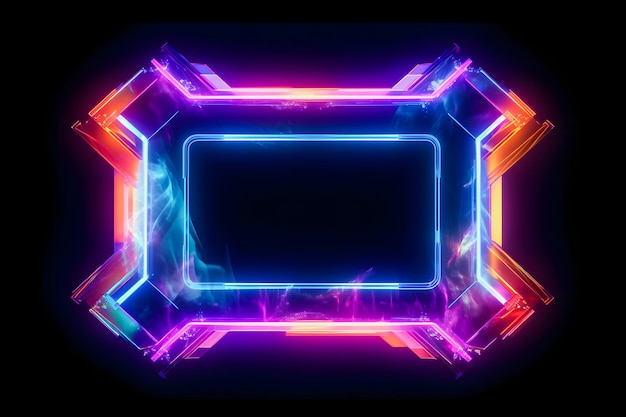 Cyberpunk Streamer Overlay Crystal Frame Макет поста в социальных сетях с неоновыми цветами