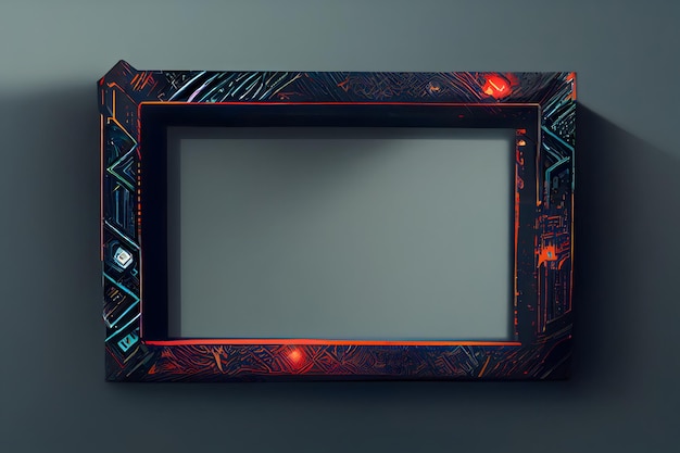 Cornice in stile cyberpunk mockup rete neurale generata arte