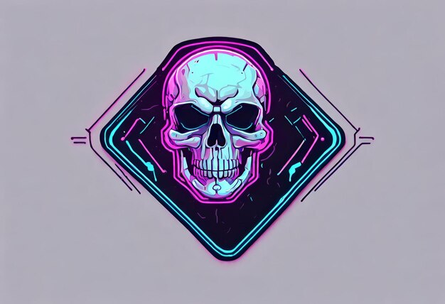 Foto logo del teschio in stile cyberpunk