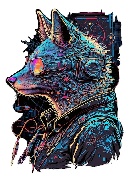 Cyberpunk T shirt Design Illustration of a Colored Glitch style