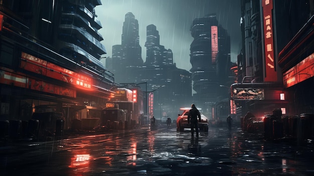 Cyberpunk urban scenery