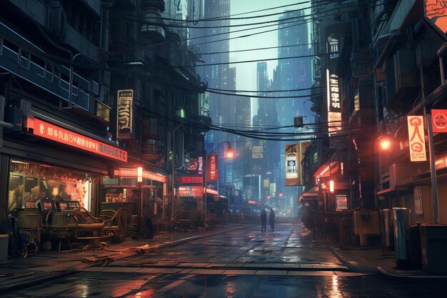 Cyberpunk urban scenery