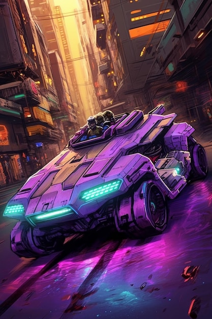 Cyberpunk vehicle moving high speed wallpaper