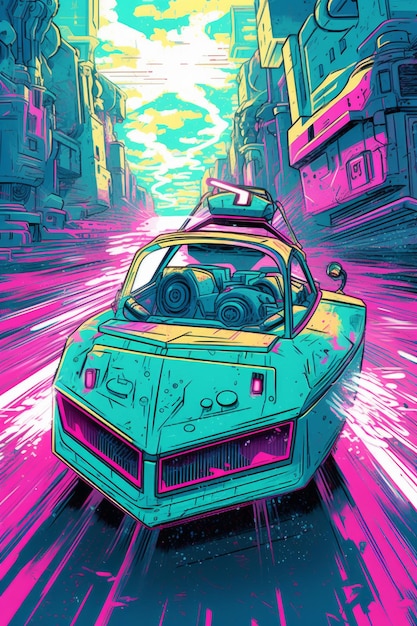 Cyberpunk vehicle moving high speed wallpaper