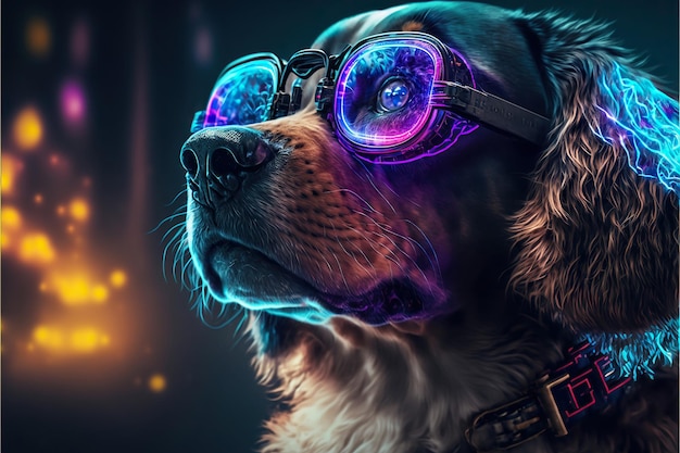 cyberpunk virtual reality hackerhond, generatieve AI