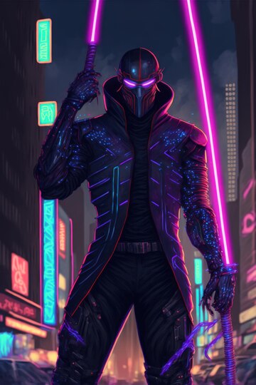 Download 4k Neon Iphone Cyberpunk Sword Wallpaper