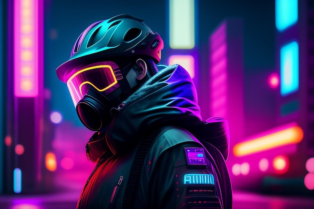 Cyberpunk with helmed