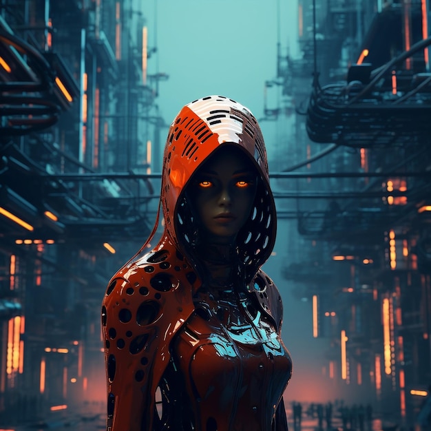 cyberpunk woman in a mask Quantum Clarice