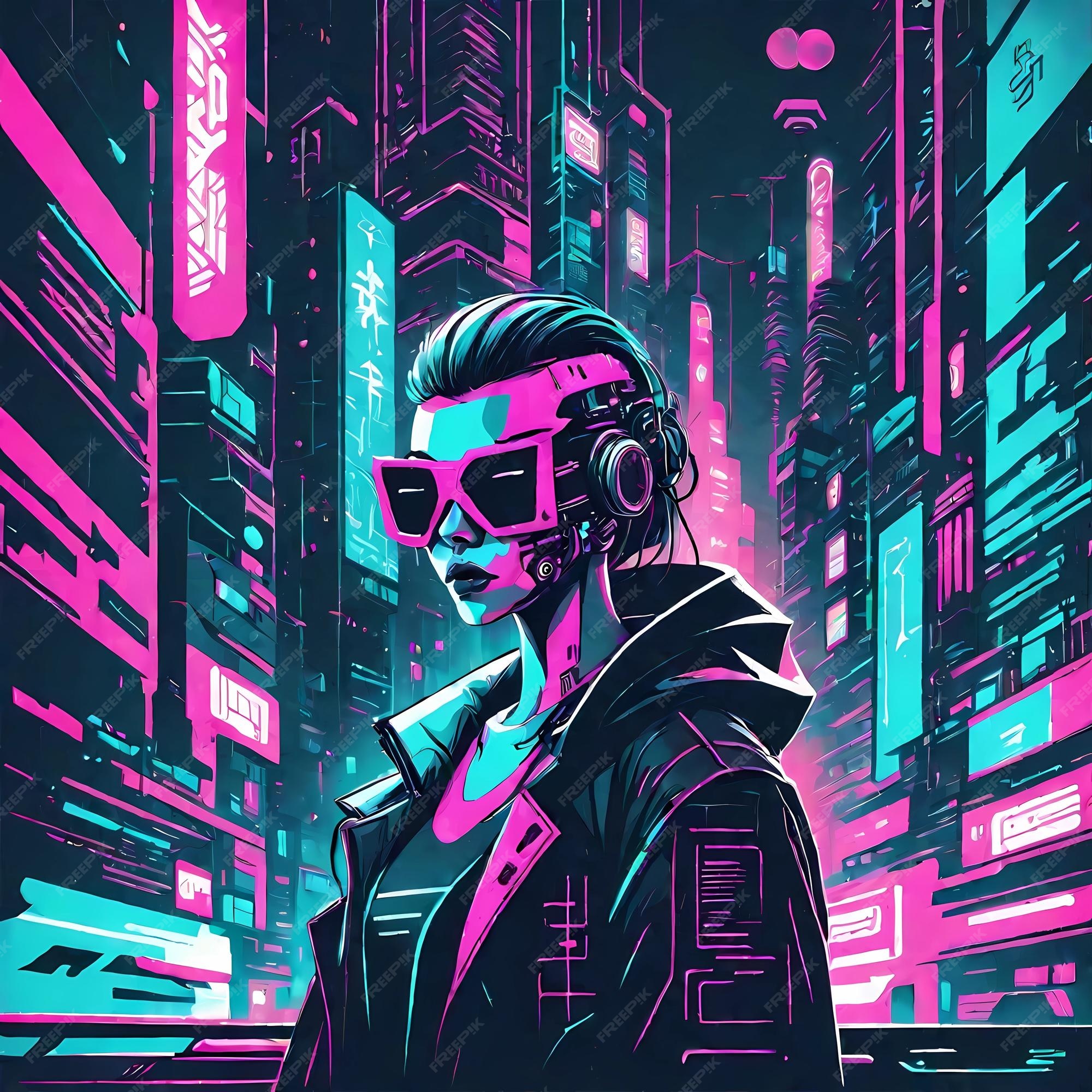 Premium Photo | Cyberpunk woman portrait futuristic neon style