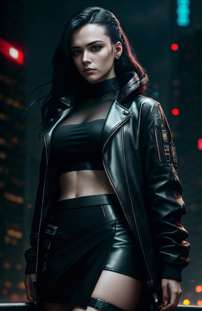 Cyberpunk woman portrait photo