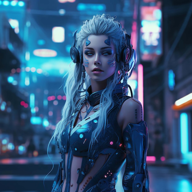 Cyberpunk women in city Ai Generation