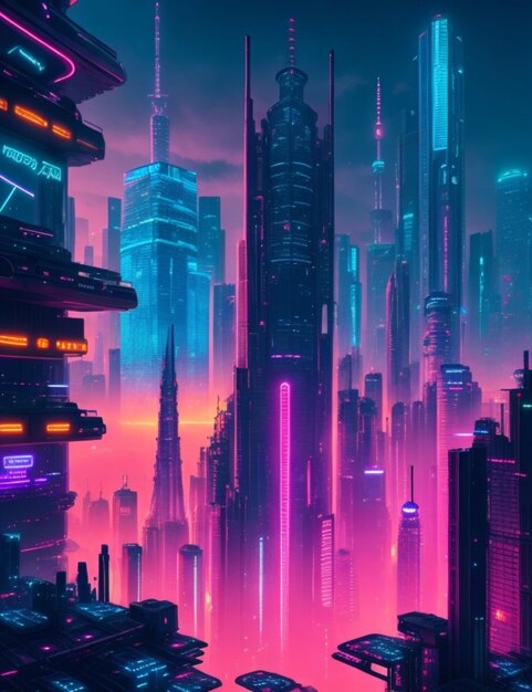 A cyberpunkinspired cityscape