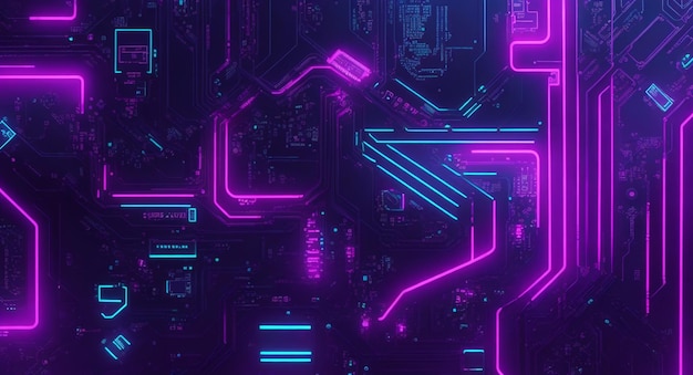 cyberpunkinspired neon circuitry wallpaper