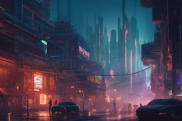 CyberpunkStyle Alien City on Fire