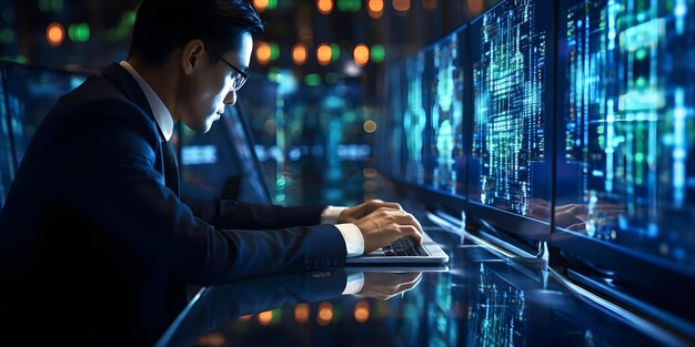 网络安全分析师通过视觉检测快速识别网络异常概念网络安全分析员网络异常视觉检测迅速识别