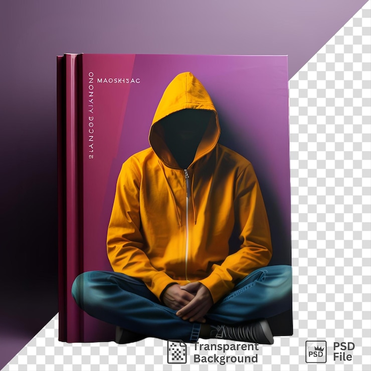Фотография обложка книги о кибербезопасности с изображением человека в желтом капюшоне и синих джинсах с рукой, видимой на переднем плане